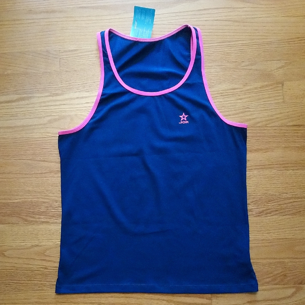 JOR Men's Tank Top in Navy with Pink Accents